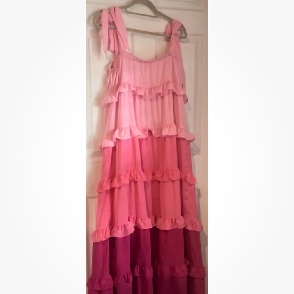 Fantastic Fawn Boutique Pink Ombré Tiered Maxi Dress